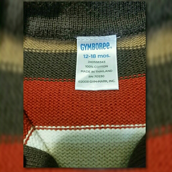 Gymboree Striped Sweater 1/4 Zip Mock Neck 12-18 - Picture 3 of 3